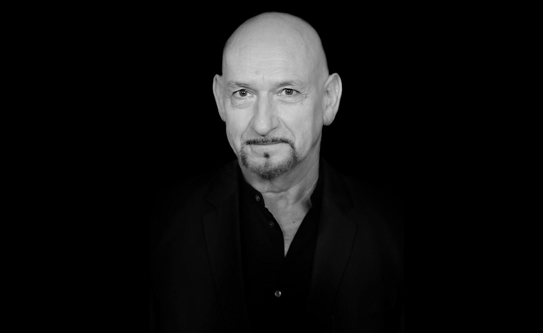 Disparity Film, Sir Ben Kingsley black and white portrait