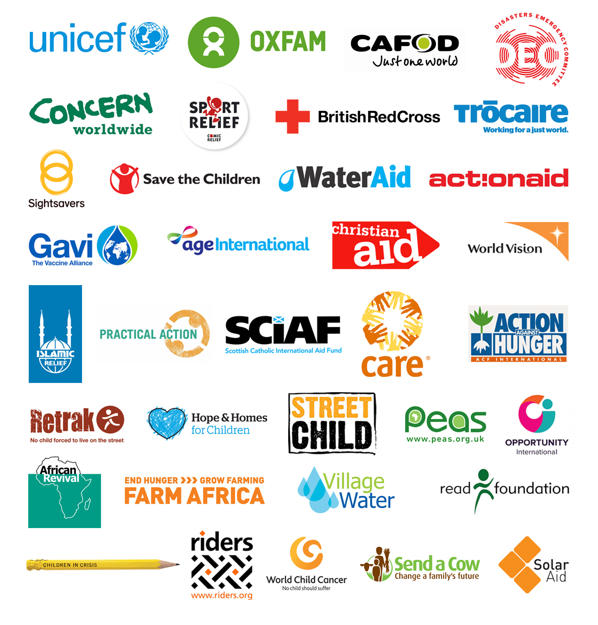 Groups that have benefited: Unicef, Oxfam, Islamic Relief, Save the Children, Water Aid, Care, Action Aid, others