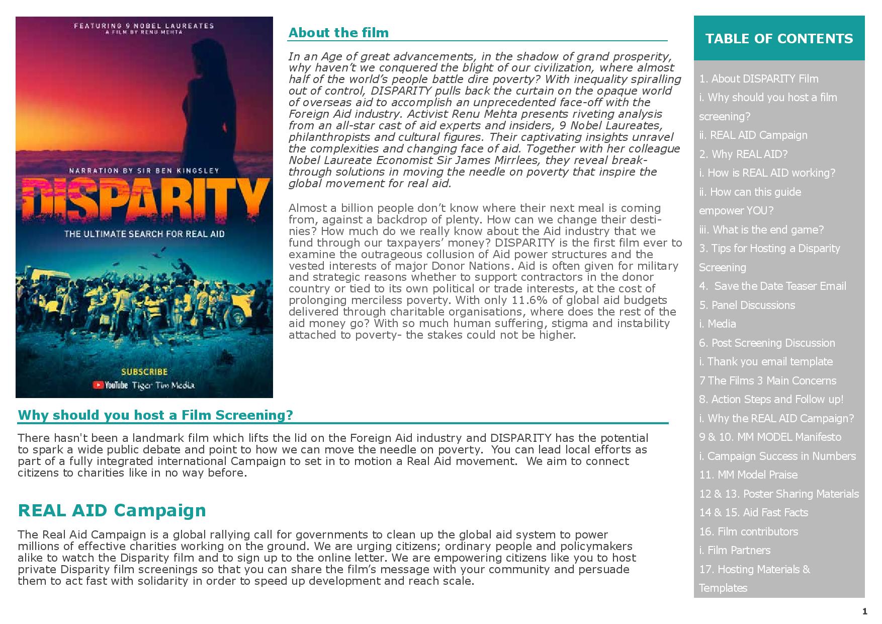 Host a Disparity Screening, about the film