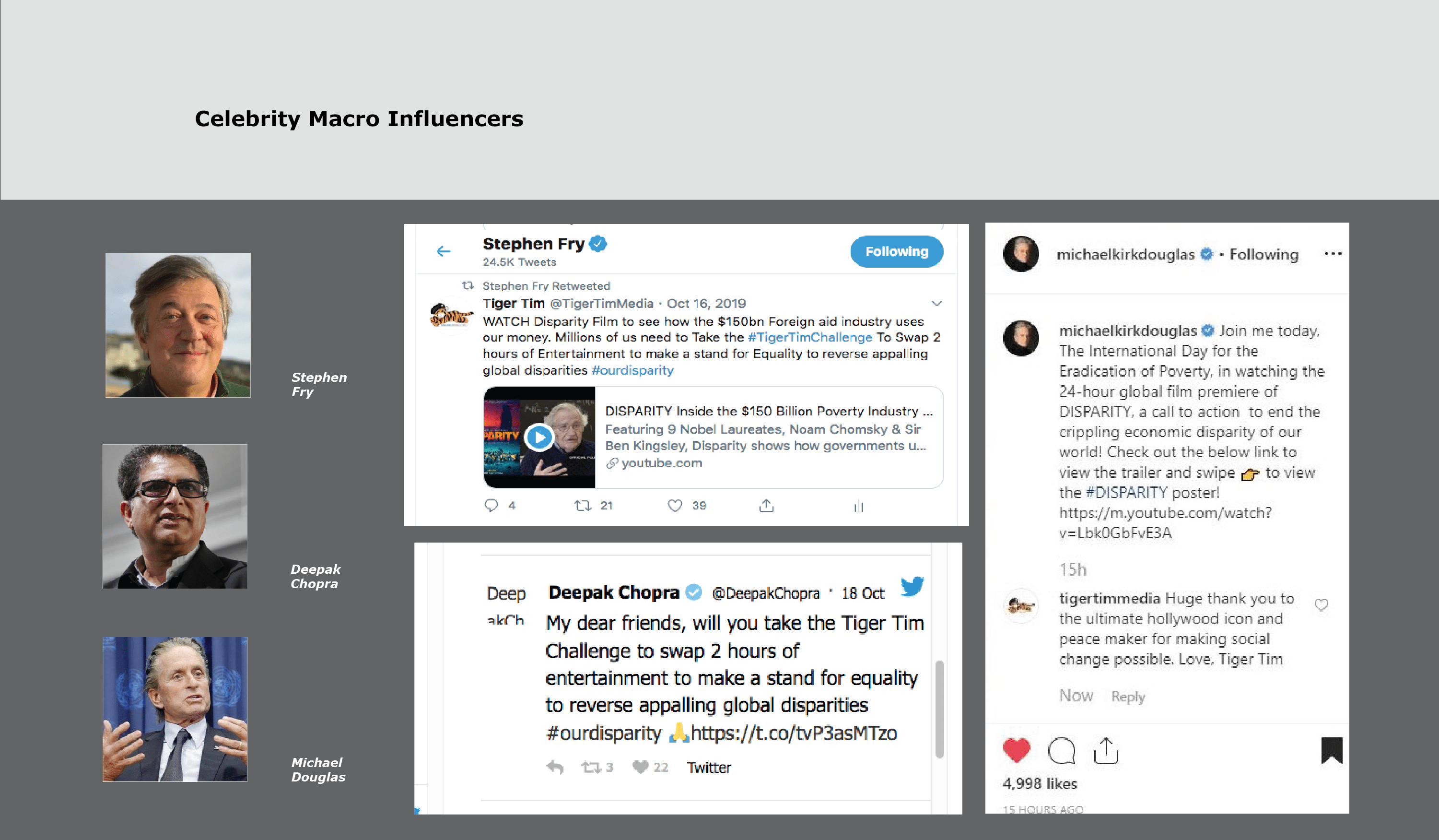 page 8@225x-8 Host a Disparity Screening, celebrity influencers, Stephen Fry, Michael Douglas, Deepak Chopra