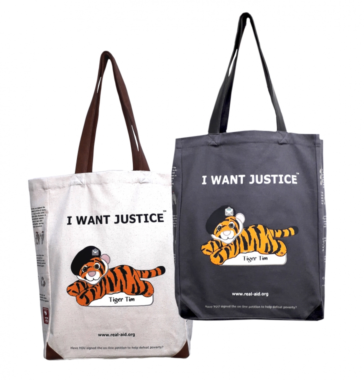 Tiger Tim Tote twin set, Double Slogan, Natural & Charcoal
